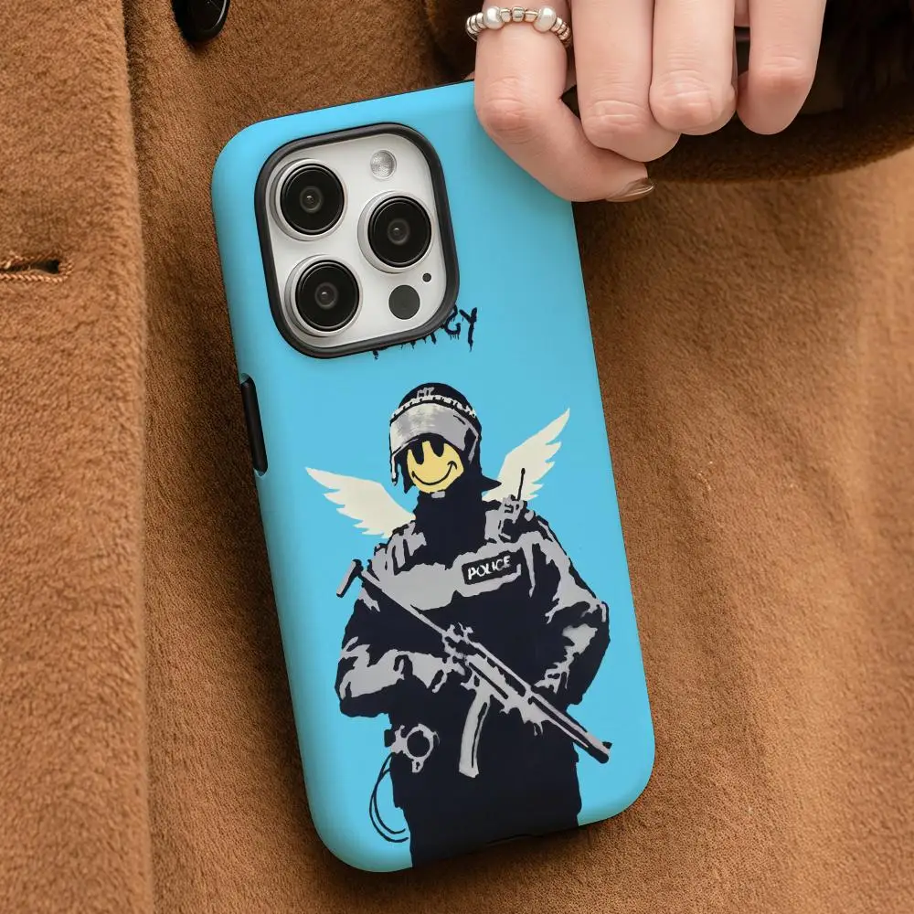 Фото Чехол для телефона Banksy для Samsung Galaxy S25 24 23 22 Ultra Plus A56 36 26, глянцевый, HD, двухслойный, жесткий корпус №3