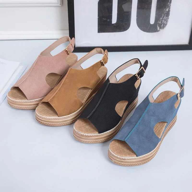 2023 Korean Fashion Womens Sandal Summer Heels Open Toe Clogs Wedge Muffins Shoe Platform Luxury Height Increasing Shoes