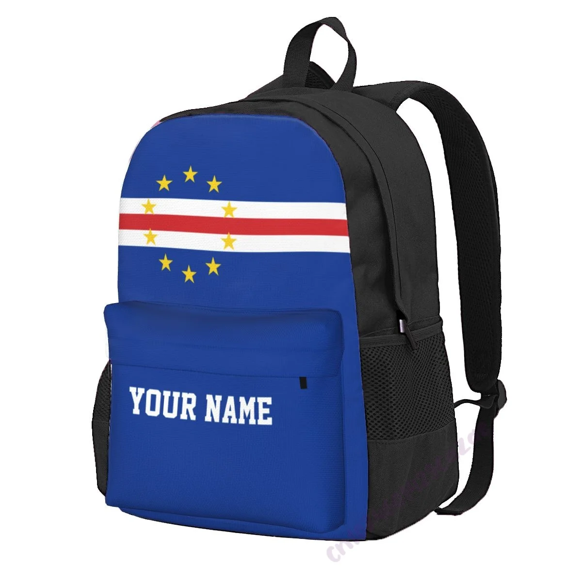 Custom Name Cape Verde Flag Polyester Backpack For Men Women Travel Bag Casual Students Hiking Travel Camping