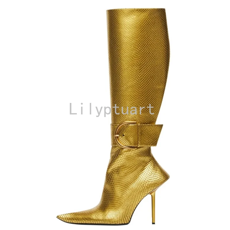 New Women's Shoes Sexy Stiletto Heels Pointed Zipper Dress Party Party Luxury Ladies Shoes Knee High Boots Size 43 Women Shoes