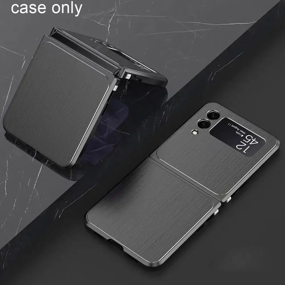 

Magnetic Brushed Metal Phone Case For Samsung Z Flip 3 5G Aluminum Alloy Frame Buckle Hard Cover For Galaxy Z Flip3 5G SM-F711B