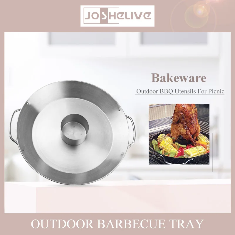 

Stainless Steel Roast Chicken Pan Barbecue Removable Round Cone Baking Pan Outdoor Picnic BBQ Utensils Kitchen Accessories Tools