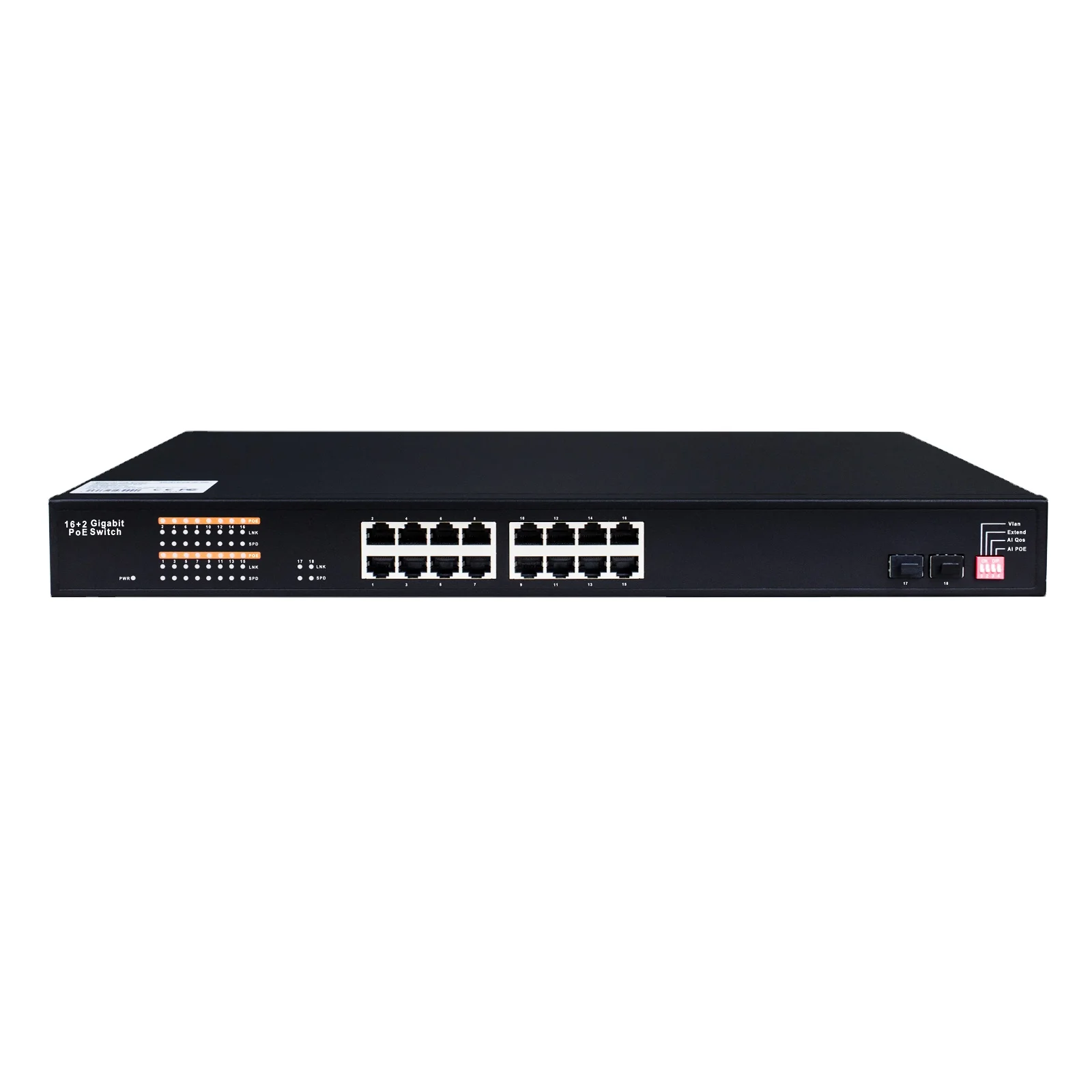 

16 ports 10 100 1000Base-TX RJ45 + 2 ports 100 1000Base-X SFP Gigabit Ethernet Network Switch