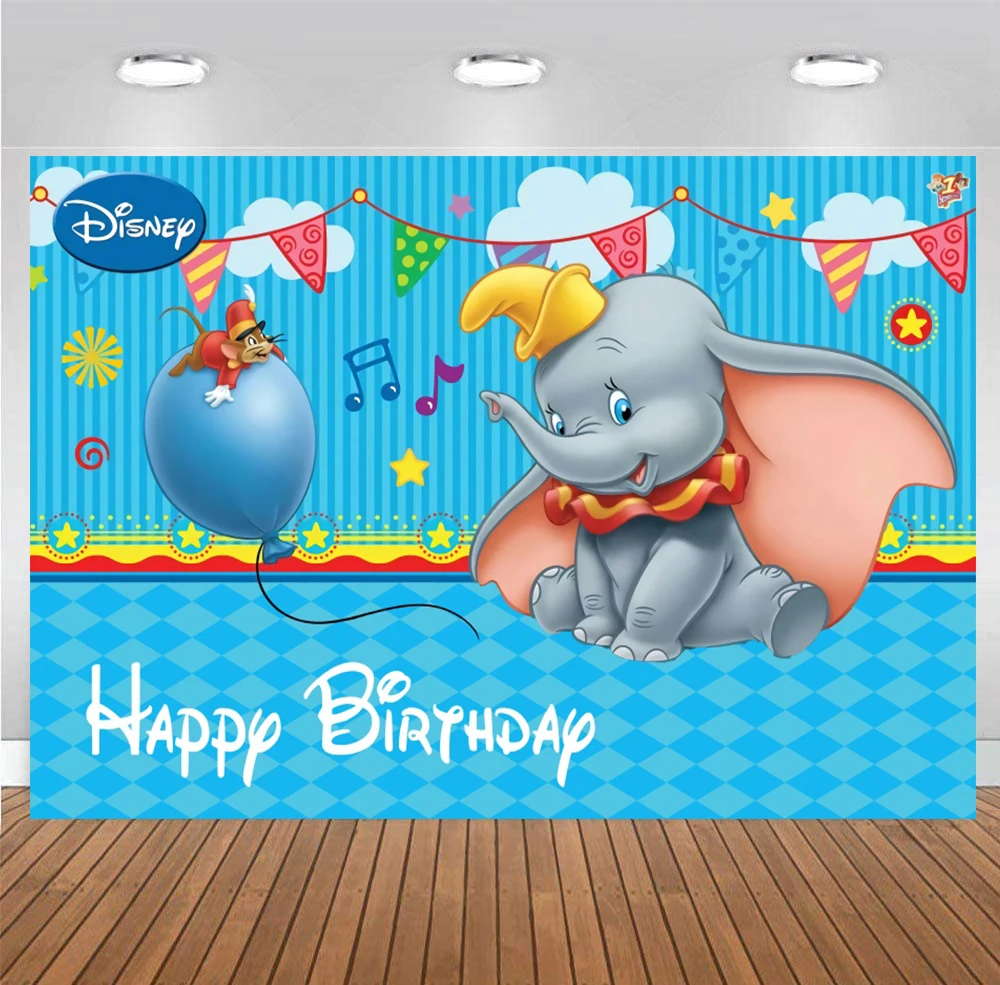 

Disney Dumbo Backdrop Circus Happy Birthday Party Baby Shower Kids 1st Photography Background Photo Banner Decoration