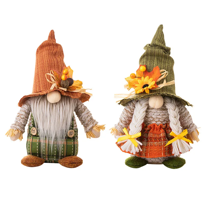 

1pc Autumn Decoration Plush Elf Dwarfs Dolls Halloween Gnome Dolls Pumpkin Sunflower Xmas Gifts Thanksgiving Decoration Kids Toy