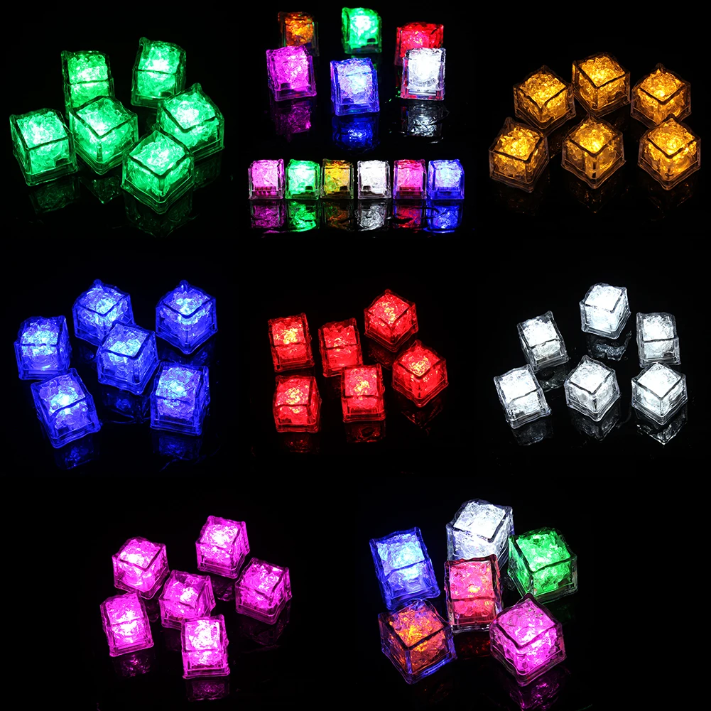 12 шт. мерцающие водонепроницаемые разноцветные кубики льда