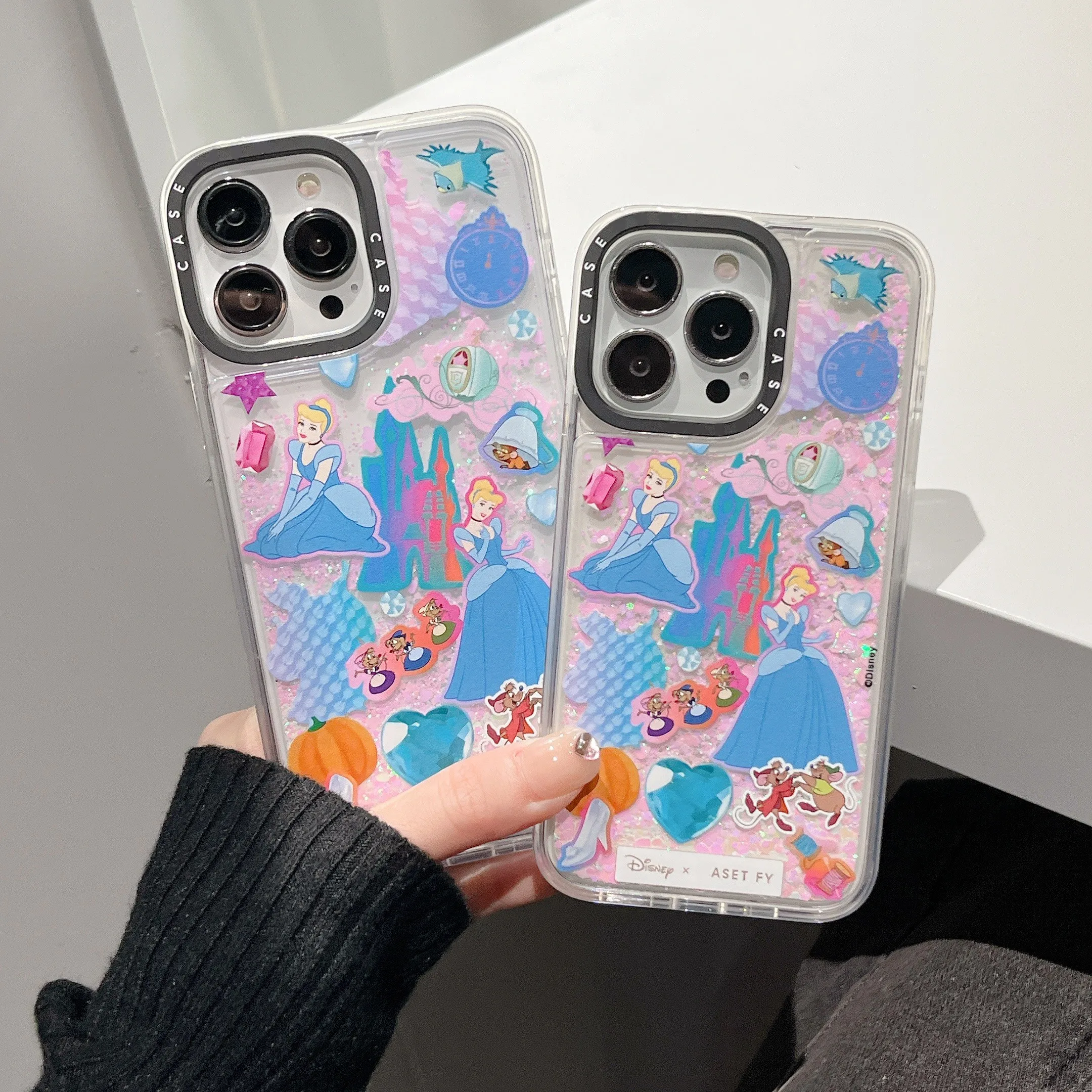 

Disney Princess Luxury Quicksand Phone Cases For iPhone 14 13 12 11 Pro Max XR XS MAX X Lady Girl Shockproof Soft Cover Fundas