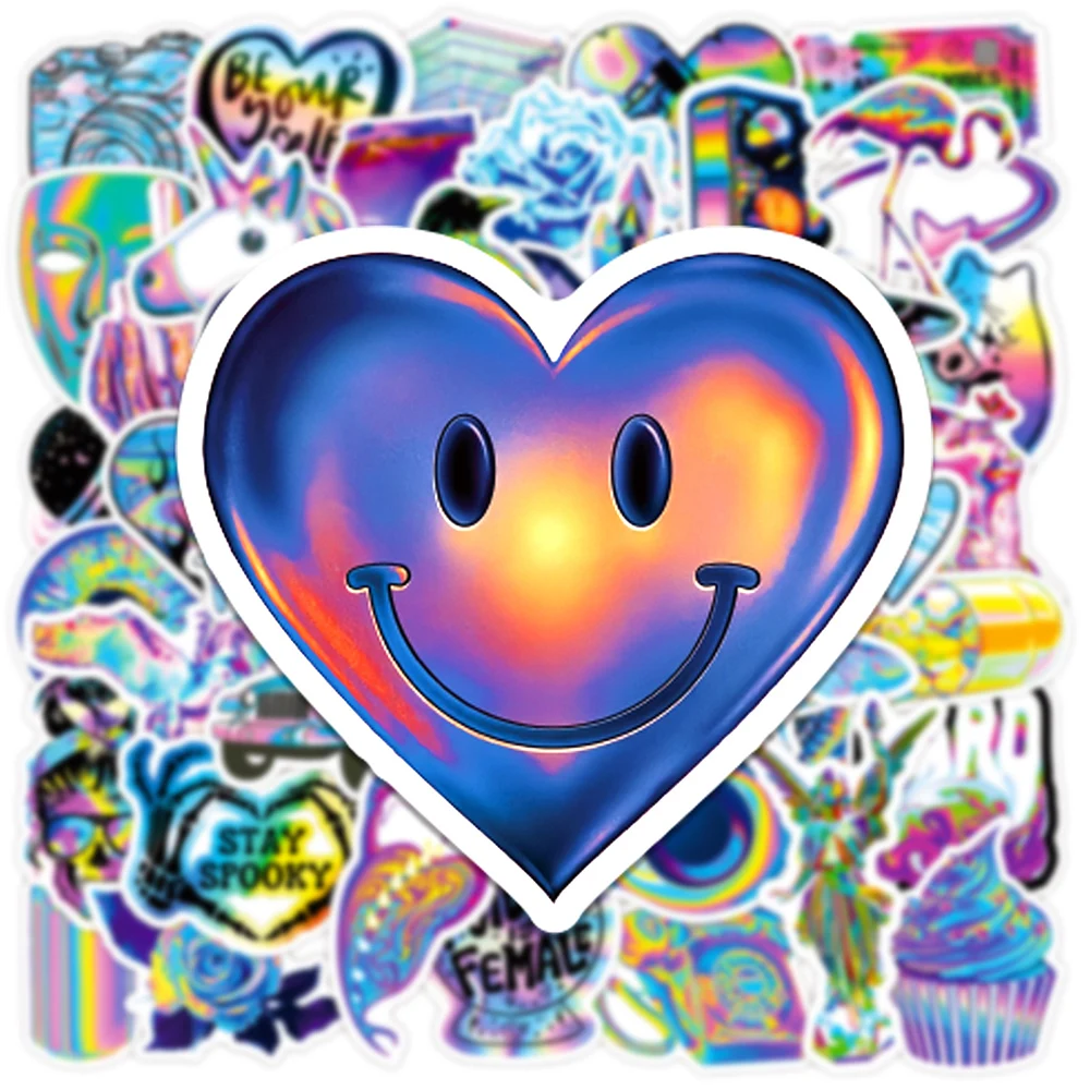 10/30/50/100 шт. Мультяшные голографические лазерные красочные наклейки Эстетические
