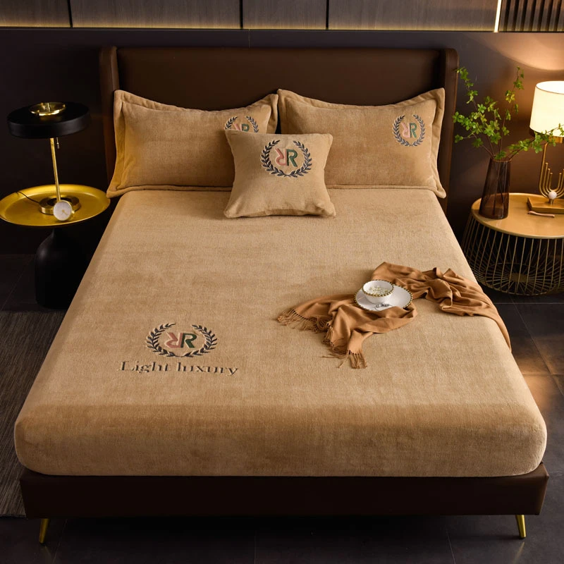 

Эластичное покрывало для кровати, Хрустальная бархатная простыня, чехол на матрас, зимний теплый мягкий однотонный чехол для двуспальной к...