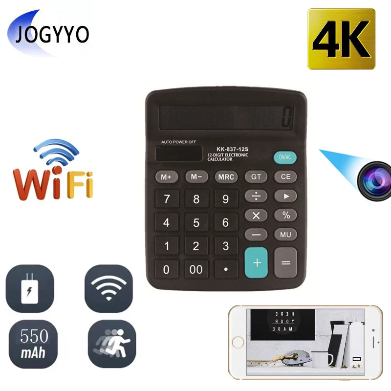 

HD 4K WiFi ip cam Calculator Surveillance Camera 550mAh Power Bank AP/P2P Human Detection Mini Camcorder Suport Hidden TF Card