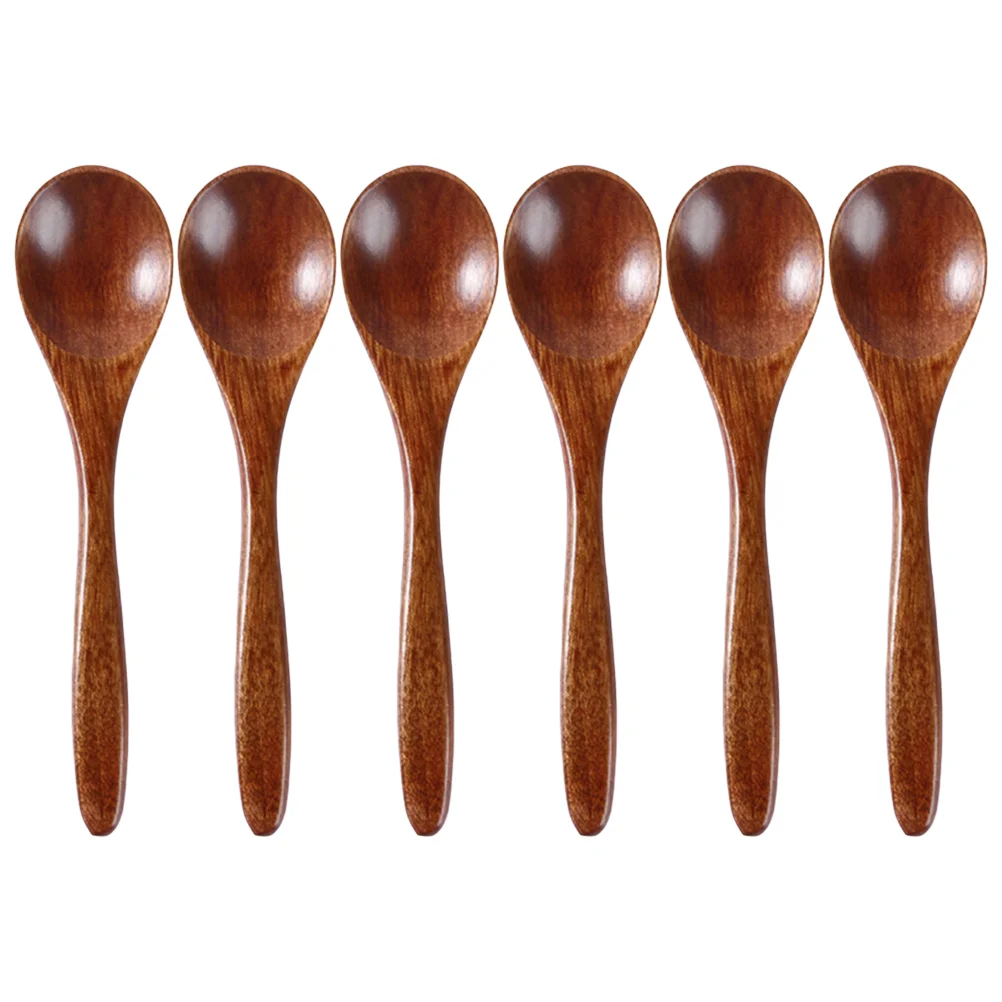 

6Pcs Spoon Wood Soup Spoons Wooden Teaspoon Wooden Seving Spoon Wooden Eating Spoons Spoon Mixing Spoons