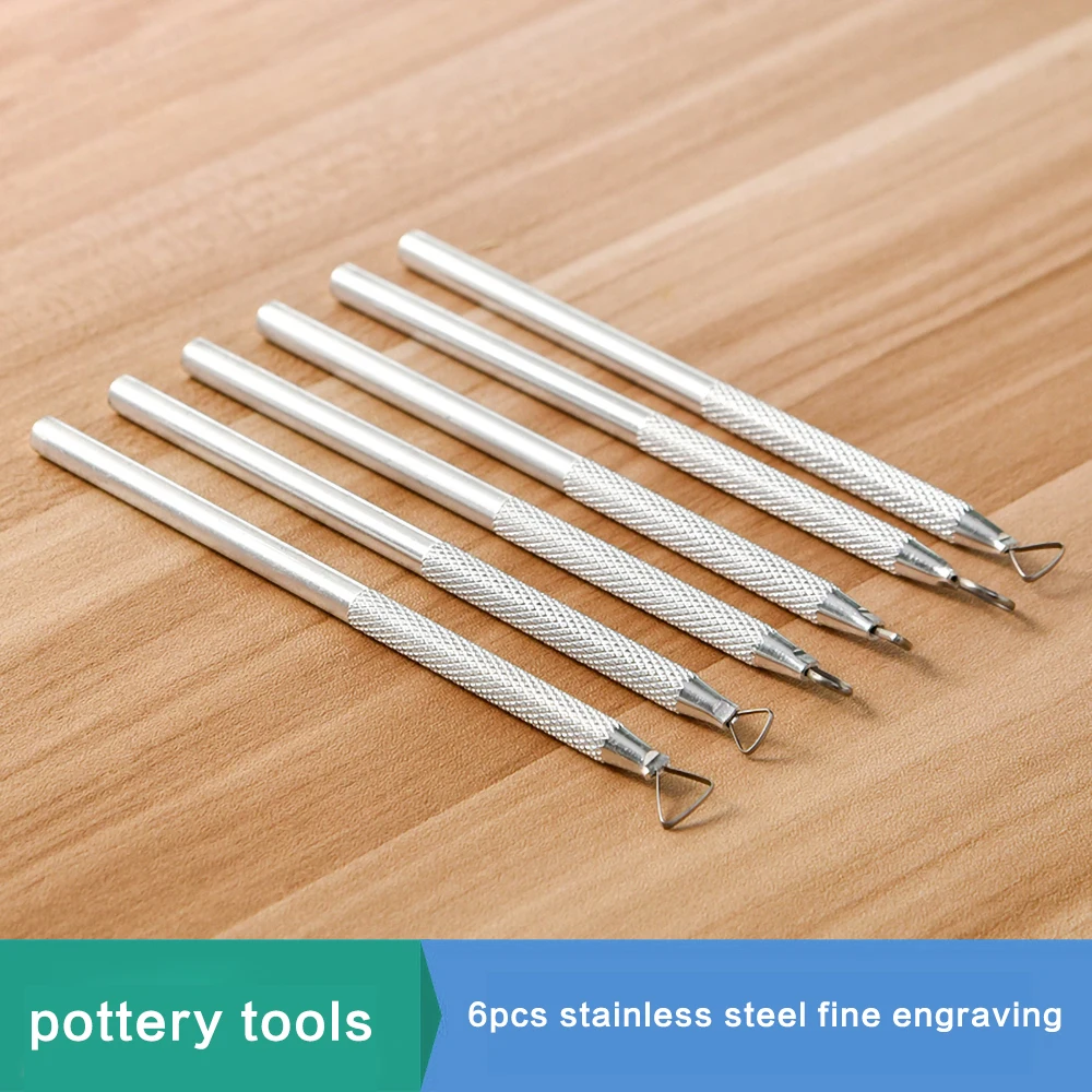

6pcs pottery repair blank fine carving tool stainless steel small hand-made clay modeling stainless steel clay detail carving