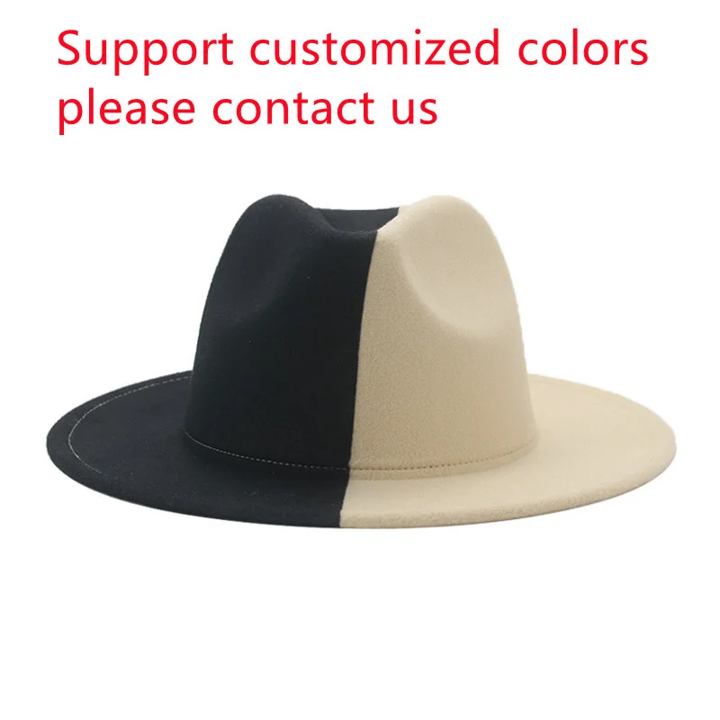 

Hat Hats for Women Fedoras Patchwork Felt Caps Men Fedora White Black New Fashion Luxury Hats for Men Sombreros De Mujer Gorros