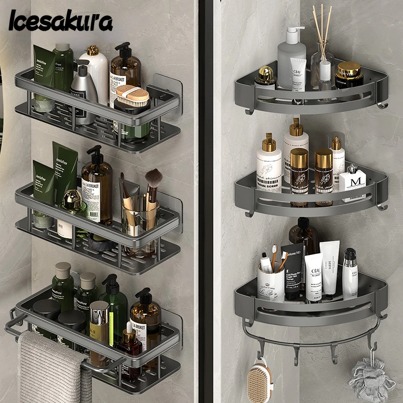 

Bathroom Rack Square Basket Toilet Toilet Washstand Wall Hanging Wall Kitchen Toilet Storage Free Punch Triangle Basket withHook