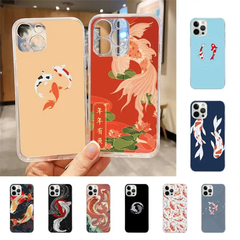 

YNDFCNB Koi Carp Fish Phone Case For Iphone 7 8 Plus X Xr Xs 11 12 13 Se2020 Mini Mobile Iphones 14 Pro Max Case