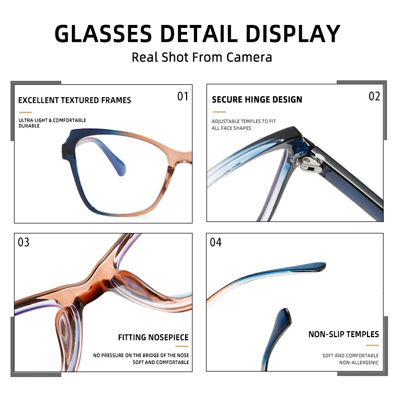 Женские универсальные тонкие очки CLLOIO для чтения с защитой от синего излучения