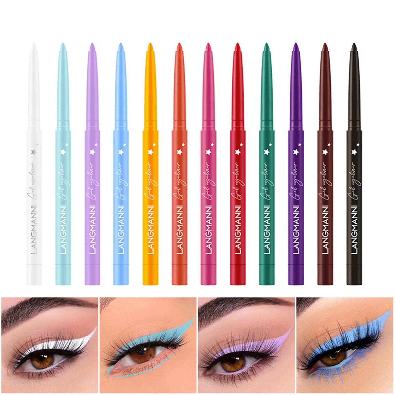 

12Pcs/Set Matte Colour Liquid Eyeliner Pencil Long Lasting Waterproof Easy To Wear Pigment Eye Liner Pen Eye Beauty Makeup Tools