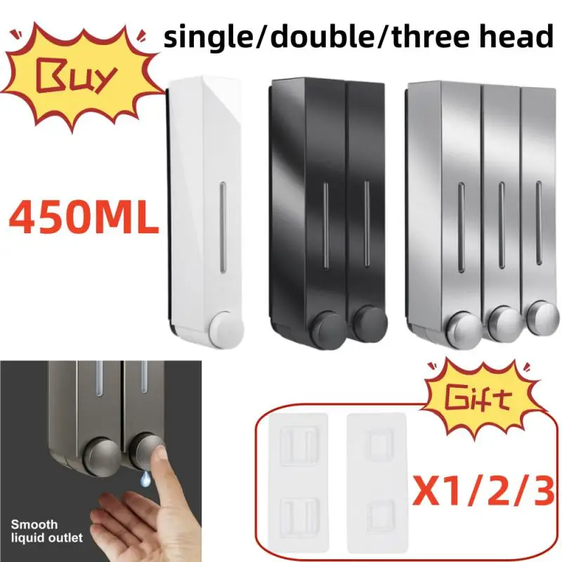 

Hotel Hotel Manual Press Soap Dispenser Single Double Three Head Wall-mounted Hand Sanitizer Bottle Shampoo Shower Dew Dispenser