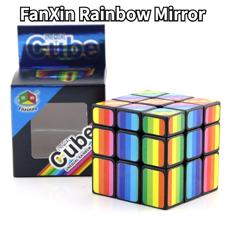 

[Funcube] FanXin Rainbow Color Mirror 3x3 Cube 3x3x3 Professional Speed Magic Puzzle Twisty Brain Educational Toys fidget cube