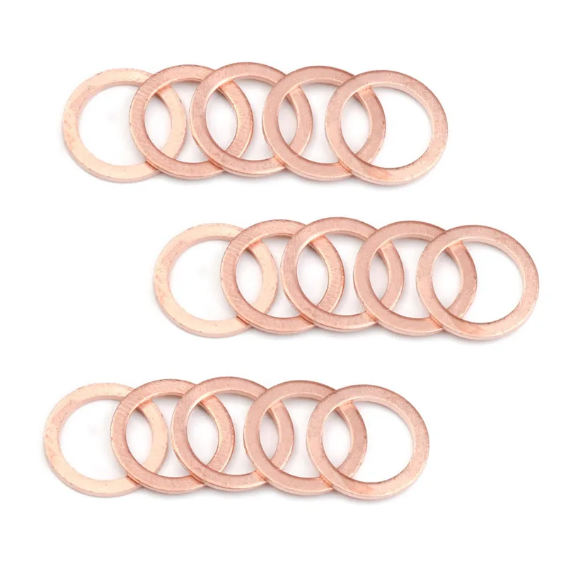 100Pcs Copper Washer Gasket Nut And Bolt Set Flat Ring Seal Assortment Kit With Box M4/M5/M6/M8/M10/M12/M14 For Sump Plugs - купить по