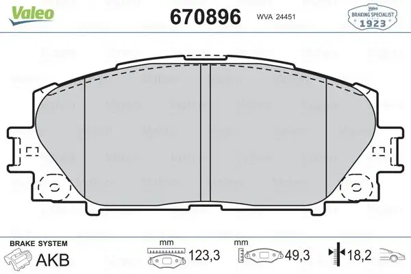 

670896 для десять тормозных колодок YARIS 1,0VVT I 01 / 06 ABS для