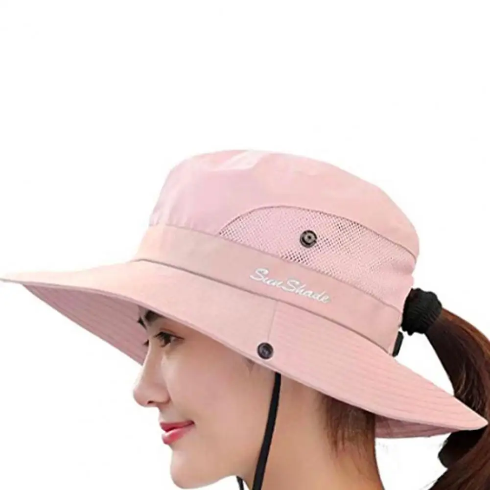 

Stylish Unisex Hat Mesh Space-saving Ponytail Cap Wide Brim Dome Hat