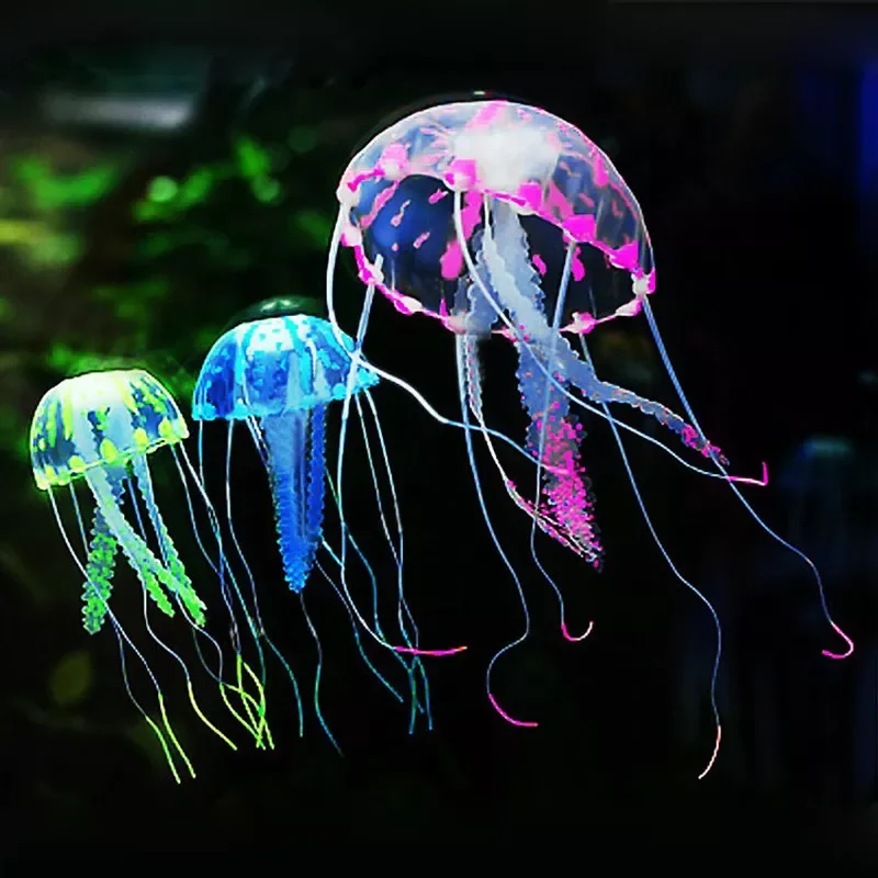 

New Tank Simulation Fluorescent Jellyfish Aquarium Jellyfish Landscape Accessories, Multi-color Optional Jellyfish Ornaments