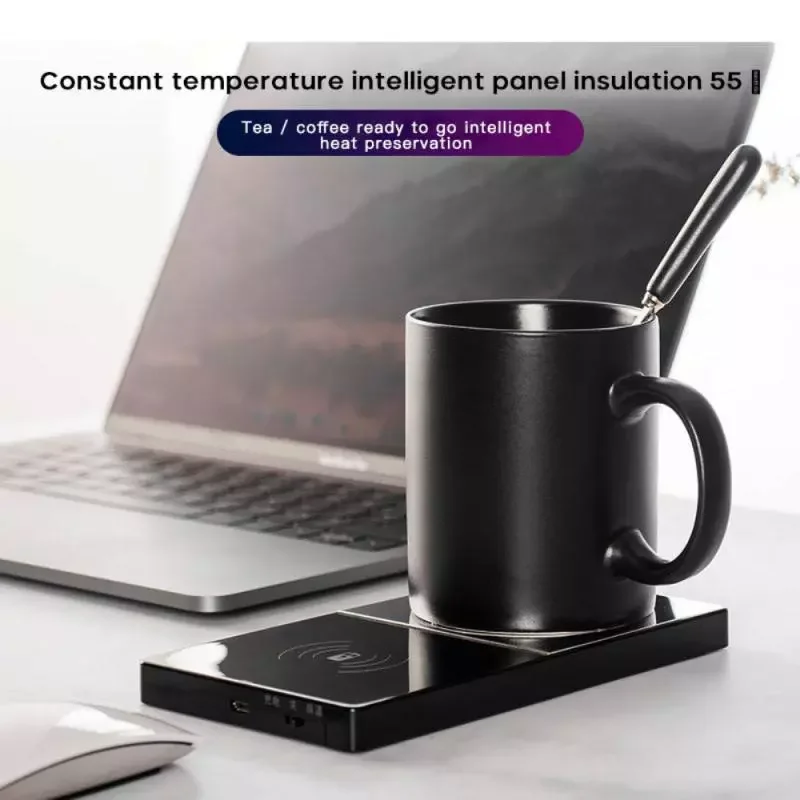 

2 In 1 Multifunctional Heating Mug Cup Warmer 50℃ 5W Wireless Charger Mirror Phone Charging Pads For Home Office Hot