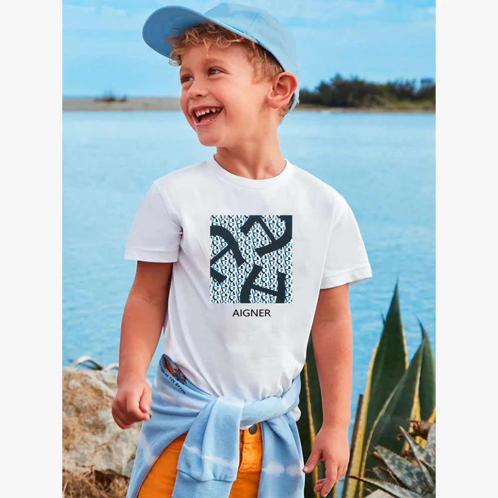 Хлопковая футболка для мальчиков и девочек с буквенным принтом