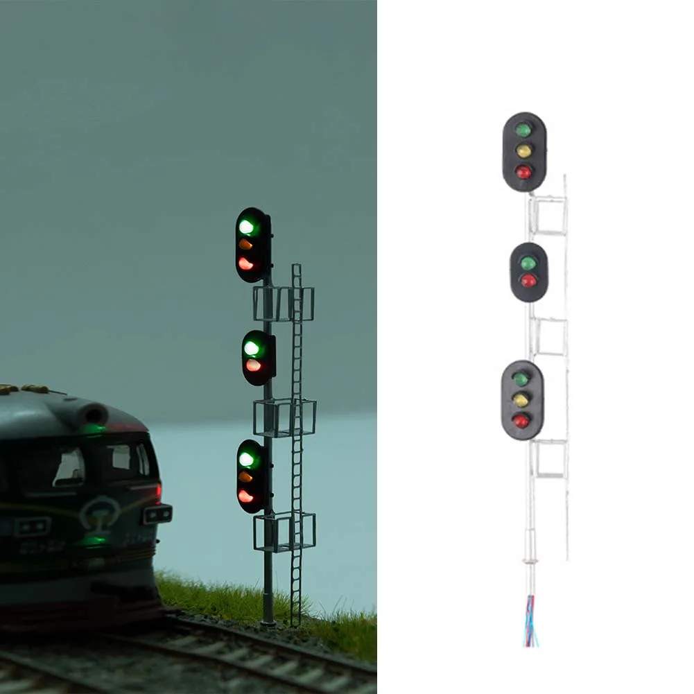 

Модель светового сигнала HO/OO, 2 шт., светодиодная модель поезда, 3 сигнала s 1:87, строение, DIY моделирование