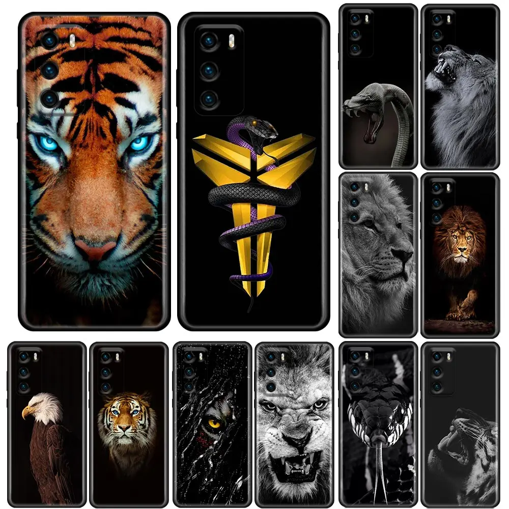 

Phone Case for Huawei P50 P50E P40 P30 P20 P10 Smart 2021 Pro Lite 5G Plus Soft Silicone Case Cover Black Mamba Eagle Tiger Lion