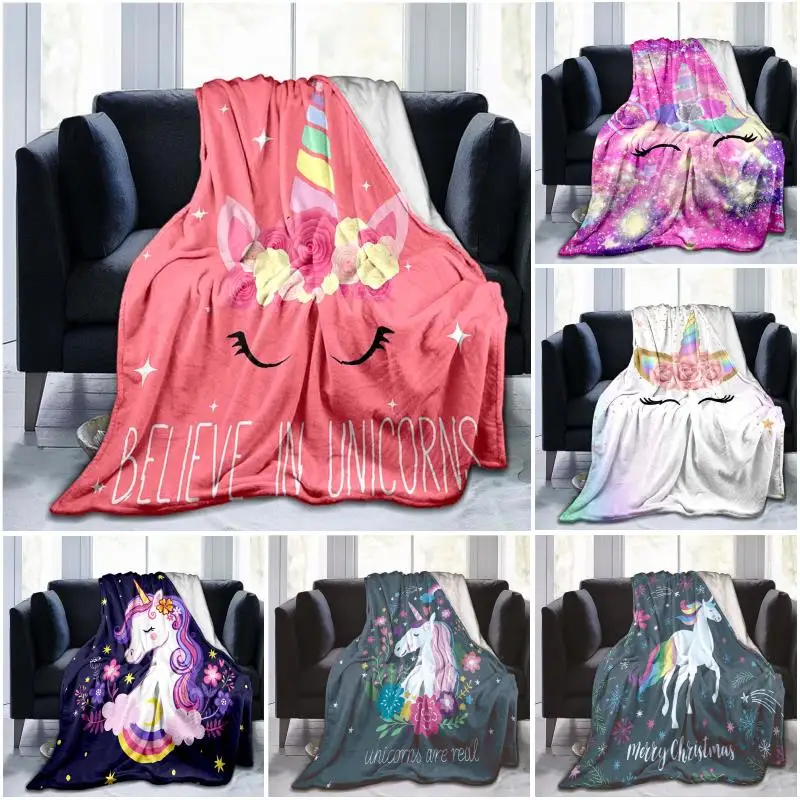 

3D Cartoon unicorn Soft Blanket Cartoon Cover Blanket Bedding Flannel for Children and Adults