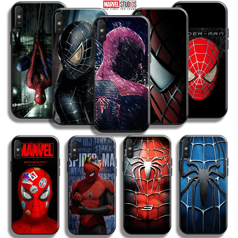

Marvel Spiderman Phone Case 6.53 Inch For Xiaomi Redmi 9A 9AT Back Funda Coque Silicone Cover Soft Black