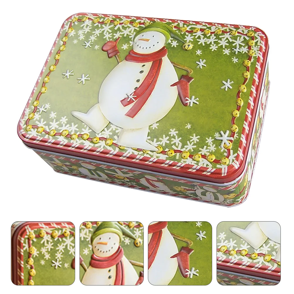 

Box Christmas Tin Candy Tins Tinplate Container Square Seasonal Biscuit Treats Holiday Embossment Present Packagegift Storage