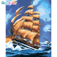 gatyztory coloring by number boat diy room wall art painting by number scenery home decoration gift 60x75cm for adults
