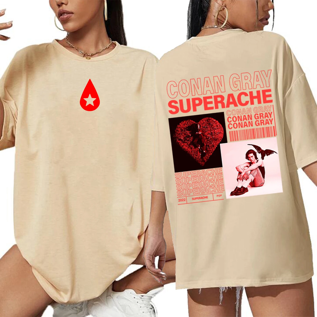 Женская футболка оверсайз с рисунком Conan Gray Found Heaven superашью