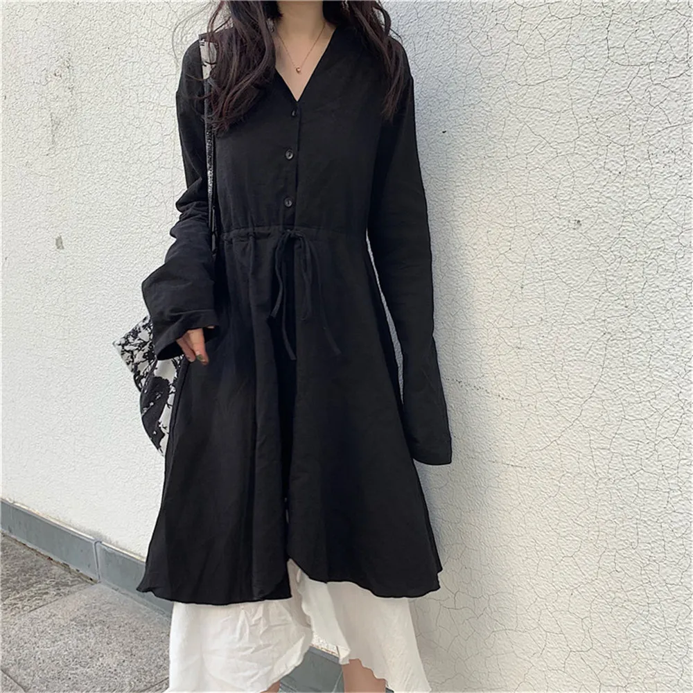 

Women's Dress Japan Korean Vintage Design Fake Two-Piece Contrast Long Dress Autumn Spring Ladies New 2022 Fashion Long Sleeve