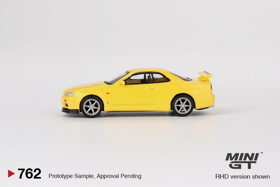 MINIGT 1/64 7762 Nissan Skyline GT-R (R34) V-Spec Lightning Yellow 743 772 имитация сплава литая под давлением