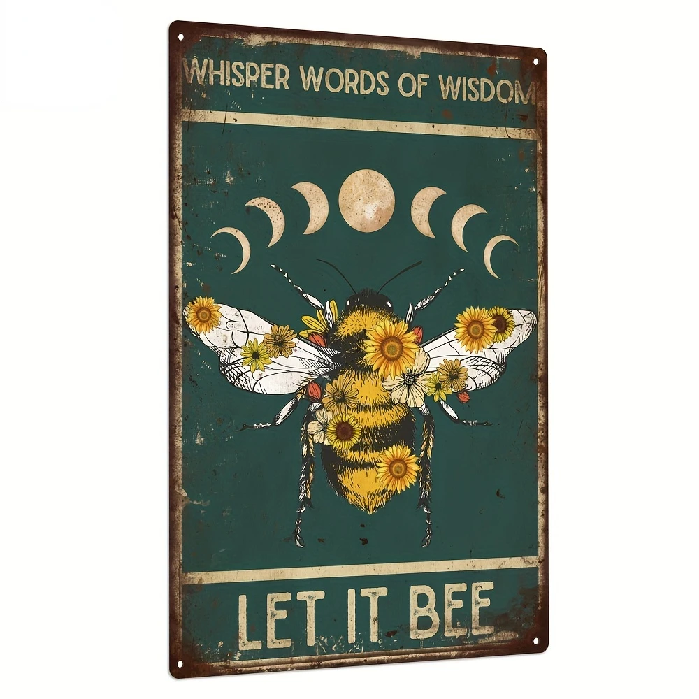 Putuo Decor Metal Wall Art - Литературный Постер С Мотивом Пчелы И Лунными Лозунками Для