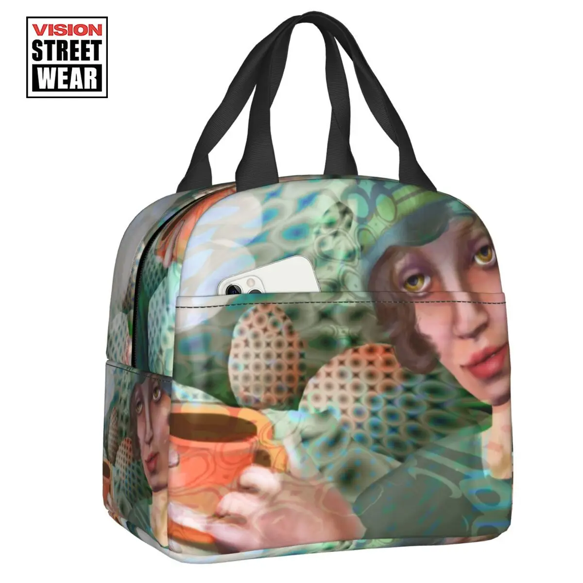 

2023 New Coffee In The Green Room Insulated Lunch Bag Portable Tamara De Lempicka Art Cooler Thermal Lunch Tote School Children