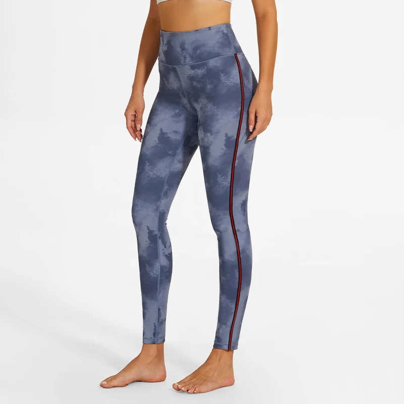 Yoga High Waist Ankle Leggings Women Tie Dye Push Up Beauty Hip Yoga Pants Ladies Gym Fitness Sportswear Running Peach Hip Pants