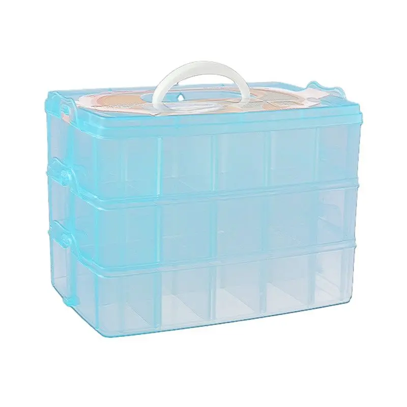 

Detachable 30 Grid Makeup Organizer Portable Extra Large Three-layer Plastic Storage Toy Box