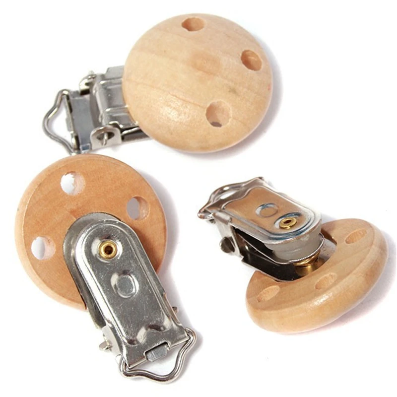 

5pcs Baby Pacifier Clips Metal Wooden Baby Pacifier Holder Infant Nipple Holder Dummy Clip Beads Soother Teether Feeding Care