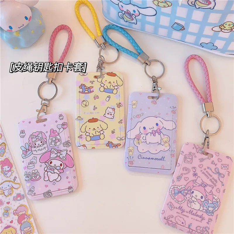 

Kawaii Kuromi My Melody Cinnamoroll Cute Cartoon Keychain Card Set Work Permit Subway Card Campus Card Set Bag Girl Heart Gift