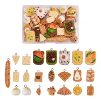 44pcs 22 style resin pendants cheese toast slices bread imitation food charms for earrings keychain jewelry diy findings