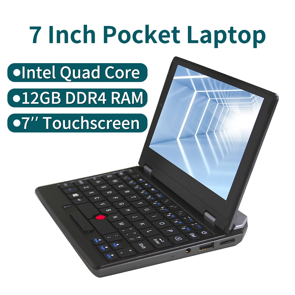 7 Inch Pocket Laptop 12G RAM 1TB SSD Intel J4105/J4125 Small Notebook Touch Screen Netbook Windows 10 Mini PC Micro Computer