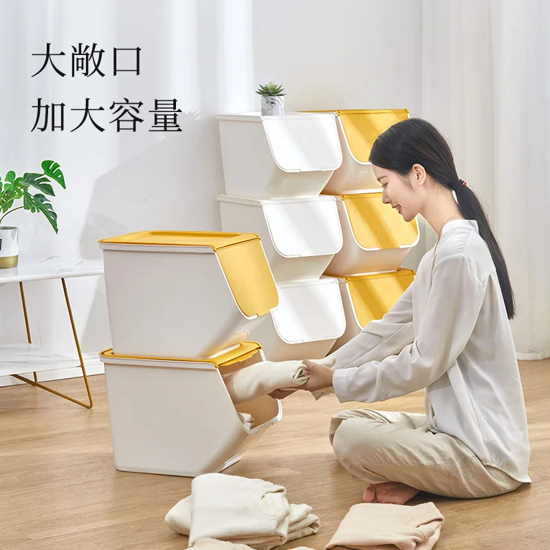 

Folding Type Storage Box Front Open Superimposed Plastic Inclined Opening Lockers Toy Sorting Box Wholesale