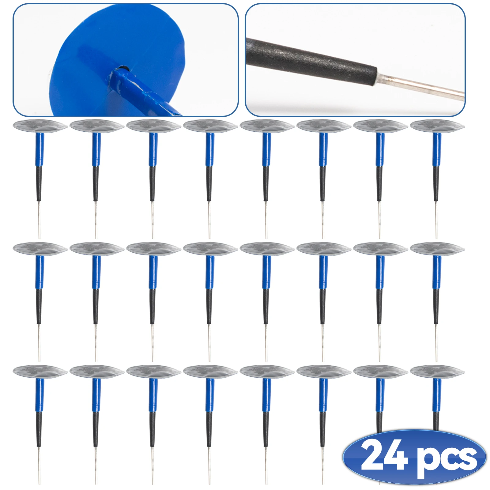 

24PCS Mushroom Nail-Tyre Film Tyre Cold Patch Film Rubber Stitching Machine Tire Repair Kit Integral Plug Mushroom Nail 36*4mm