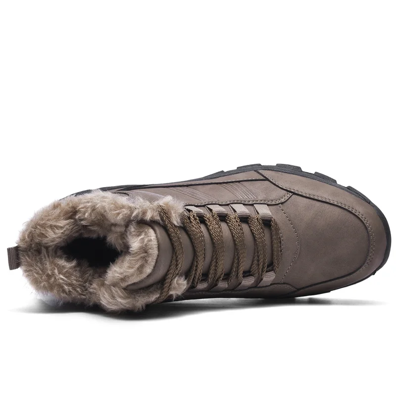 Leather Winter Men Boots Waterproof Warm Fur Snow Outdoor Work Casual Shoes Military Combat Rubber Ankle | Обувь