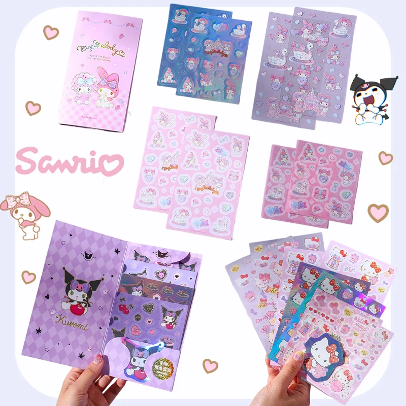 

Sanrio Kawaii Hello Kitty ПВХ наклейки мультфильм аниме My Melody Kuromi детские книги Записная книжка Дневник водонепроницаемые прозрачные наклейки